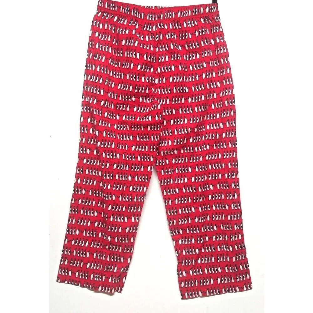 Tommy Hilfiger Men’s Pajama Pants XL Red PENGUIN PRINT allover Lounge Sleep EUC